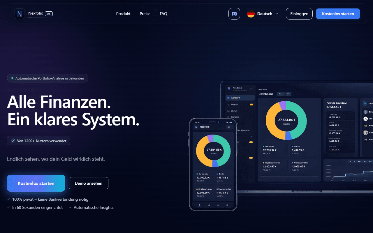 Nexfolio — website screenshot